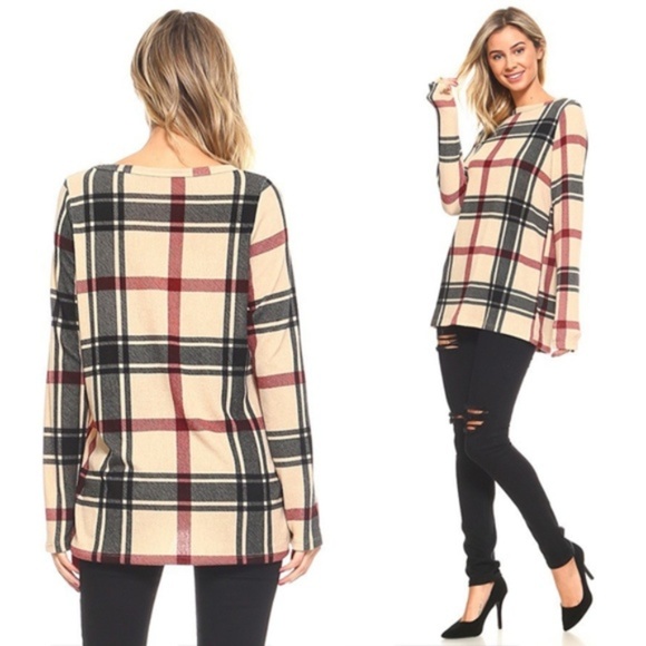 HP♥Ten 6 Ten Crewneck L/S Plaid Top - ONLY XL LEFT - Picture 2 of 6